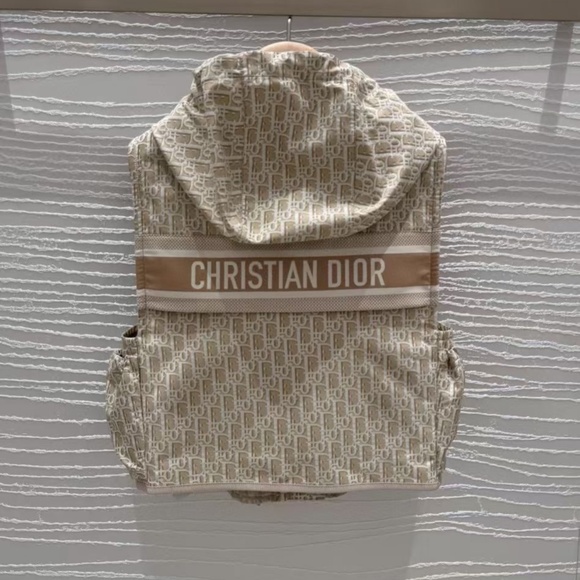 Christian Dior Hooded Windbreaker Vest Monogram Oblique Beige L - Picture 1 of 12